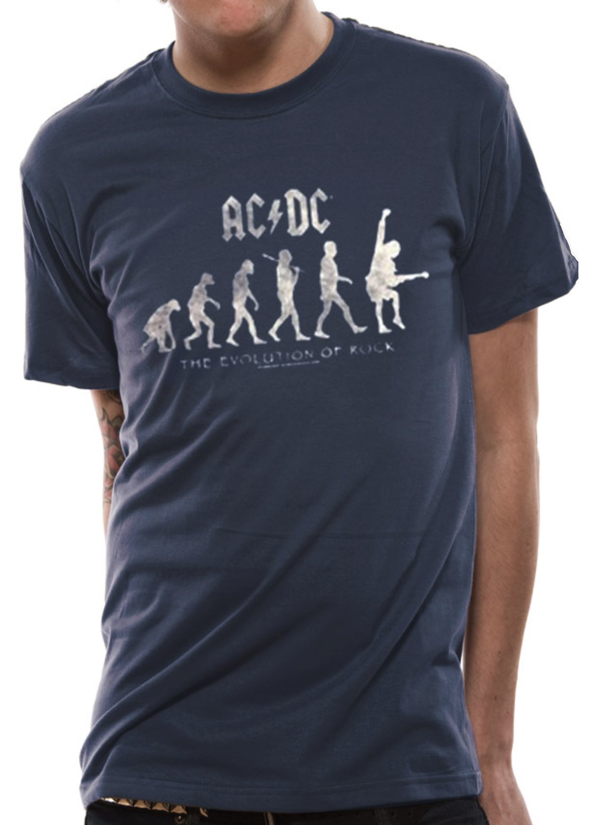 Ac/Dc Evolution of Rock Official Tee T-Shirt Mens Unisex (XX-Large) Blue
