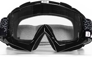 Dirt Bike ATV Goggles Motorcycle Glasses Riding Motocross 4-Wheeler MX DH Accessories for Men Women Youth UV Protection Safety Dust-Proof Anti-Slip Strap(Clear-Black)