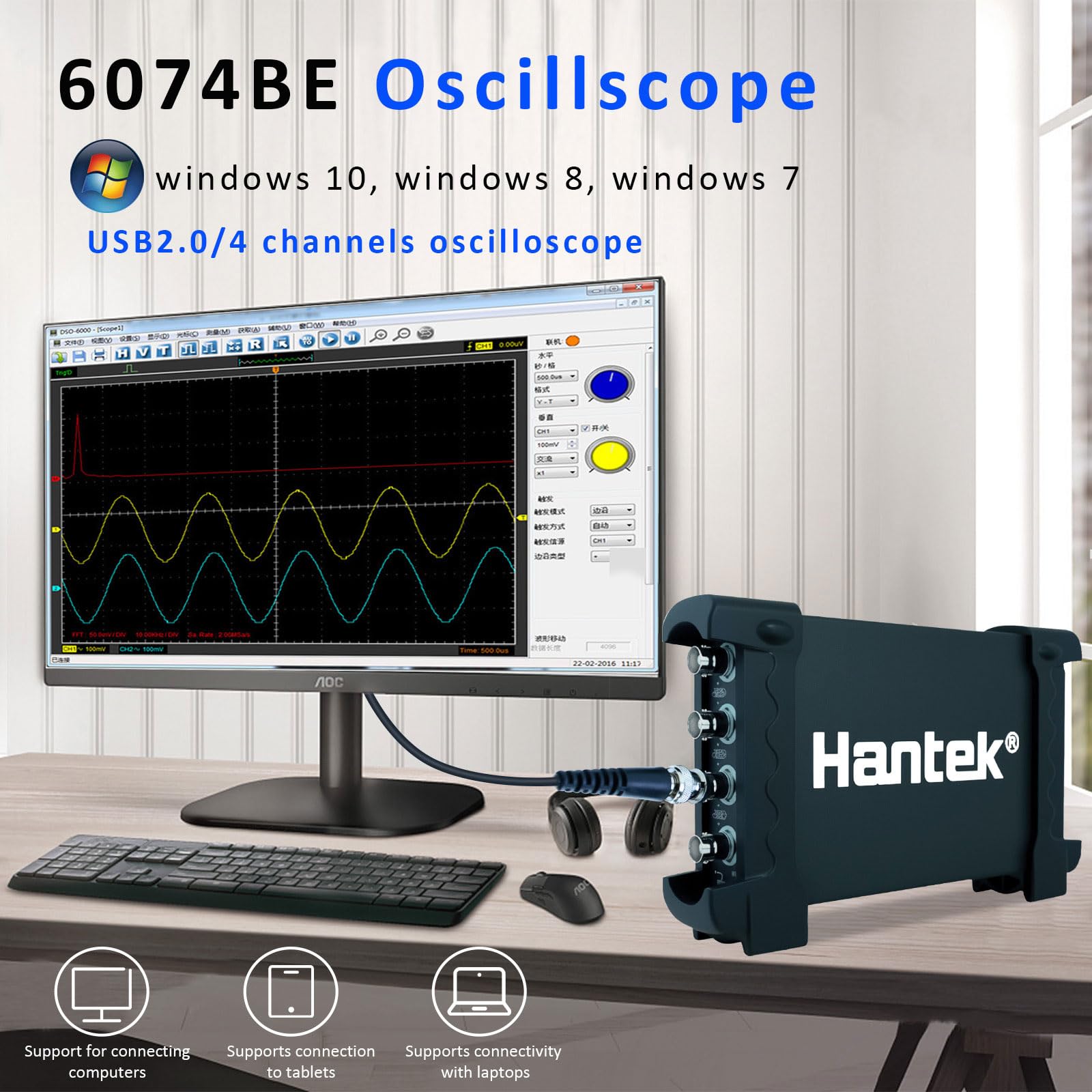 Amazon.com: Hantek 6074BE 4CH 70MHz Automotive Oscilloscope