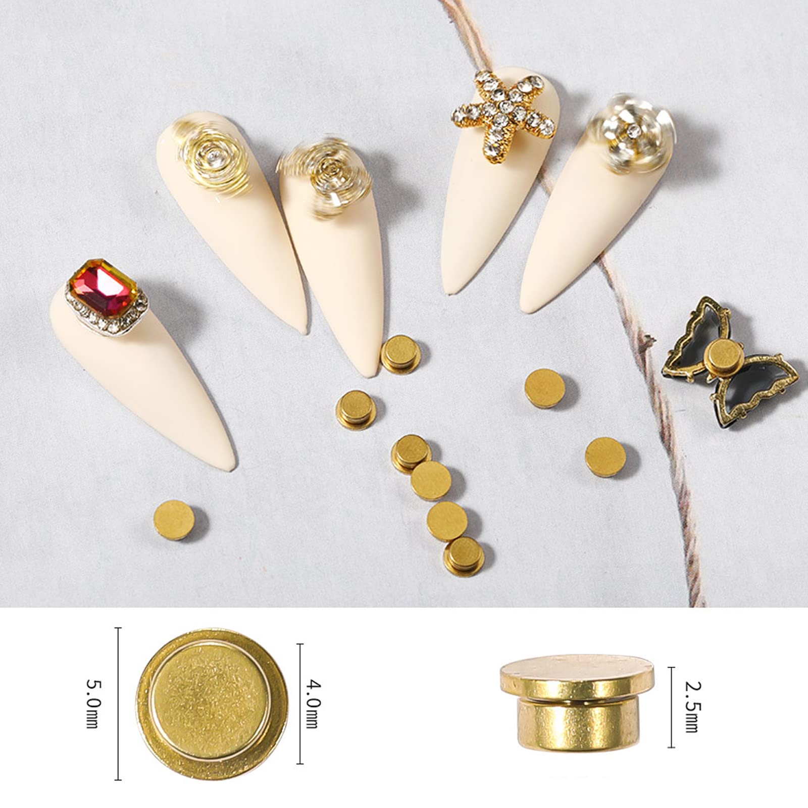 Nail Art Rotating Charm- 20Pcs Spinning Nail Charms 3D Nail Rotating Bearing Nail Rings for Nail Art Design DIY Crafting - Image 4