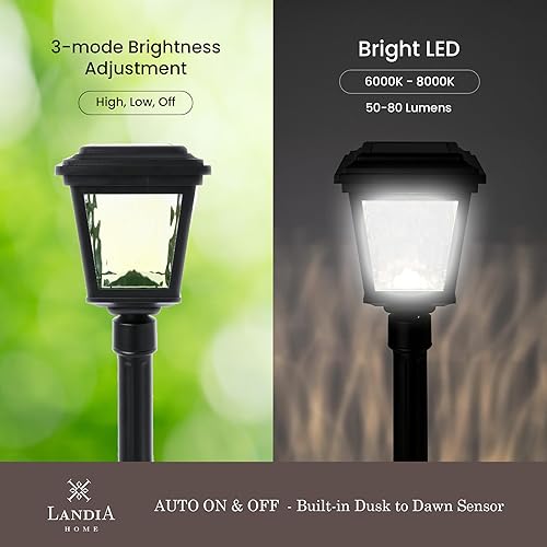 Miniatura 3 de Landia Home Lámpara solar ultra brillante del atardecer al amanecer, luz solar decorativa de 71 pulgadas de alto, lámpara de jardín solar para