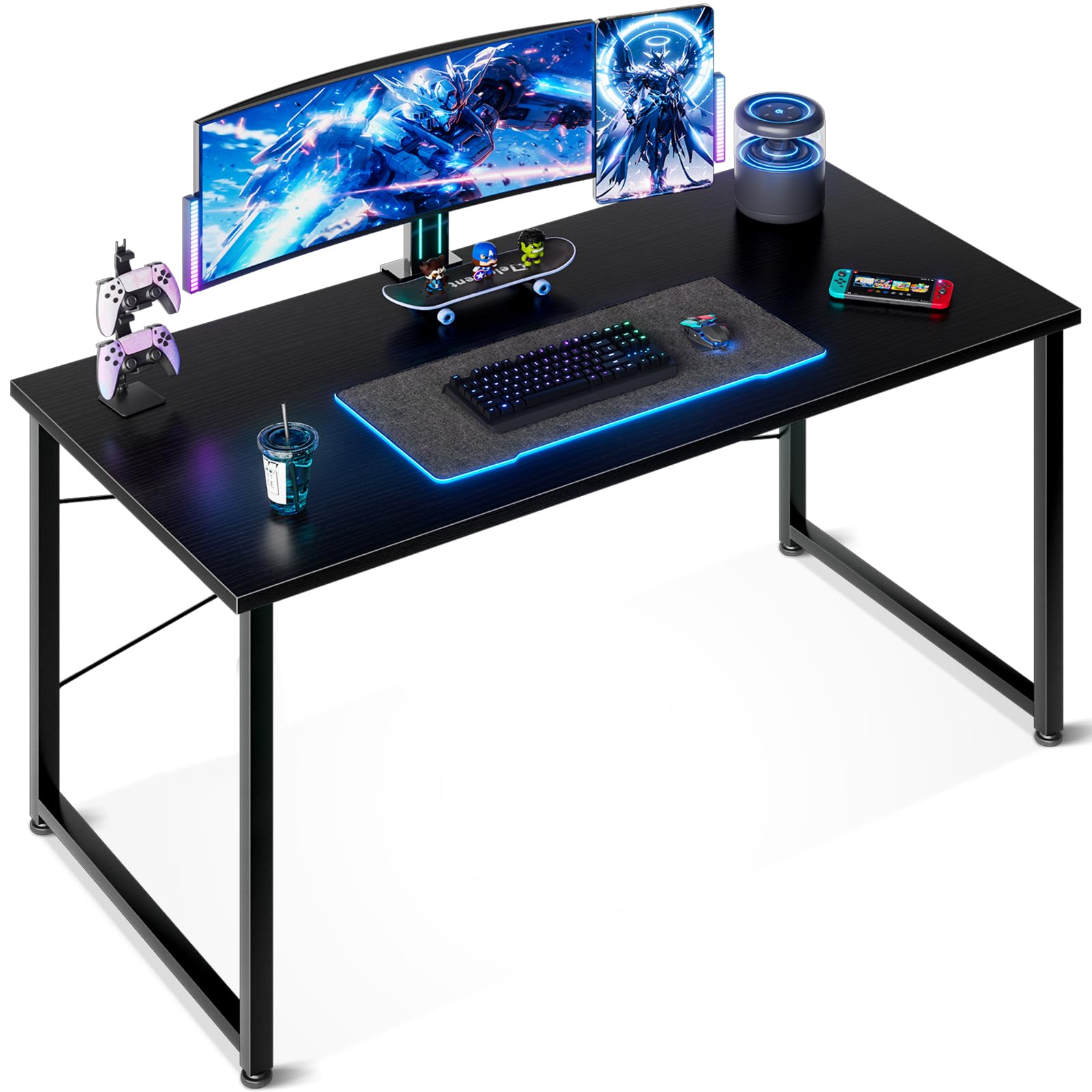 ODK デスク ゲーミングデスク 机 pcデスク 幅120cm パソコンデスク 桌子 ゲームデスク computer desk 电脑桌 オフィスデスク 学習机 シンプル コンパクト 在宅ワーク おしゃれ 組立簡単 黒い