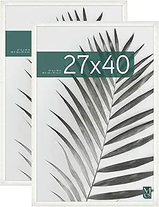 MCS Studio Gallery Movie Poster Frame 27x40 White Woodgrain, Vertical & Horizontal Wall Hanging Large Picture Frame for Photos, Artwork & Custom Posters (2-Pack)