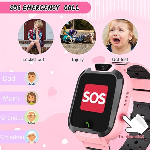 Miniatura 4 de Reloj inteligente para niños, rastreador GPS, tarjeta SIM para llamadas, batería de 7 días IP67, impermeable, llamada SOS, sin distracción del