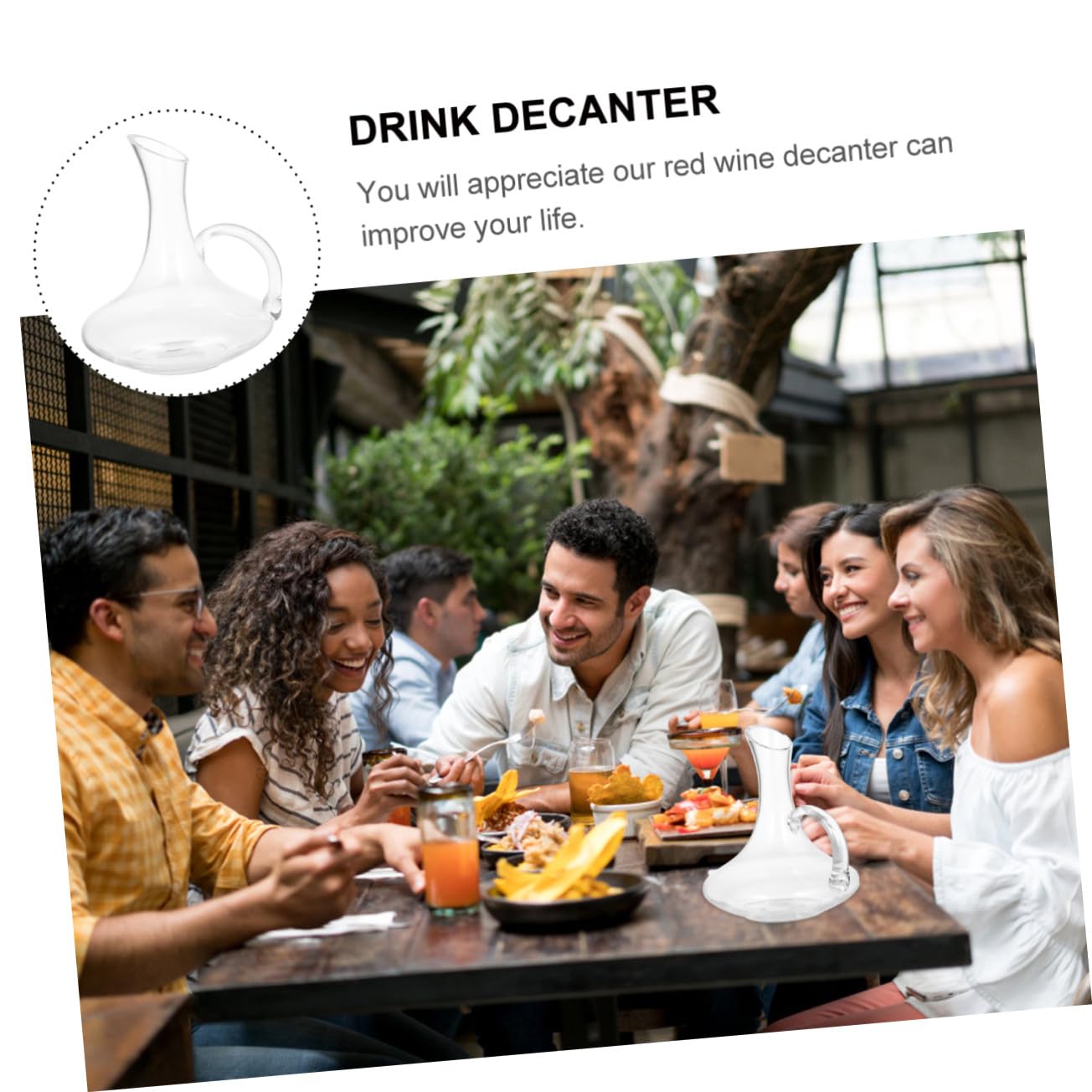 Toyvian Decanter Vino in Vetro Premium con Manico Distributore Bevande per Whiskey e Vino Caraffa Elegante e Pratica per Casa e Bar