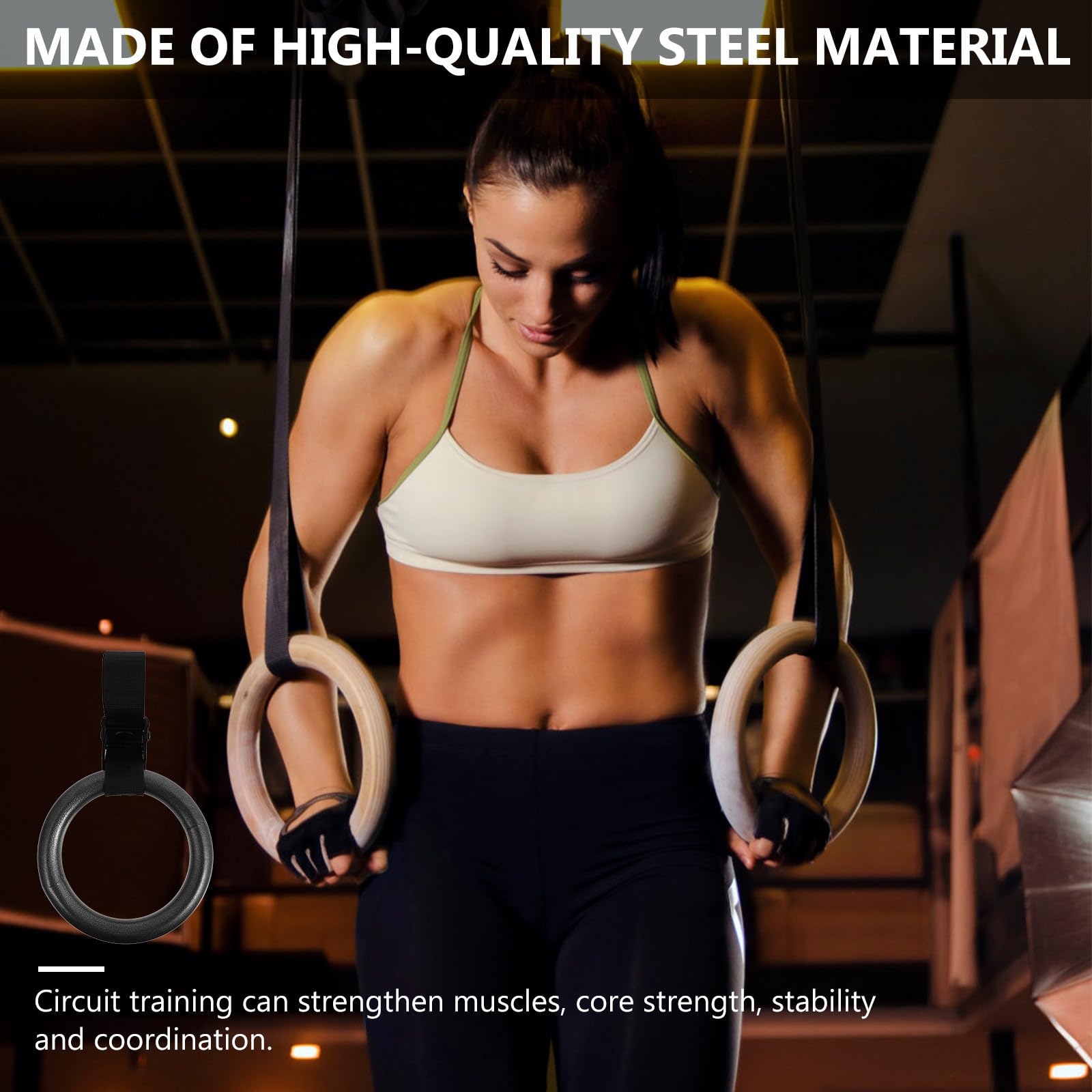 USHOBE Verstellbare Fitnessringe mit Robustem Design 2 Stück aus Stahl und Nylonseil für Core Training und Zirkeltraining Zufällige Farbe für Zuhause im Innenbereich