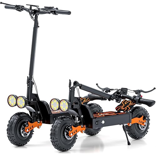 Off Road Electric Scooter for Adults, 3000W Dual Motors, Up to 35 MPH & 70 Miles Range, 48V 20Ah Battery, 11" All-Terrain Tires, NFC Unlock, Foldable Fast E-Scooter, Dual Suspension for Commuting