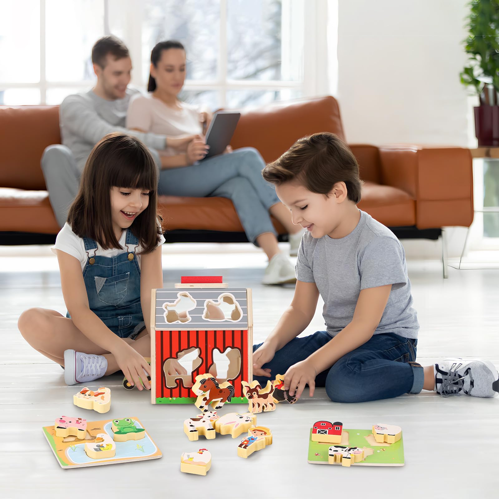 Juego de Granja para Niños de Madera, 1 Set, Animales de Granja
