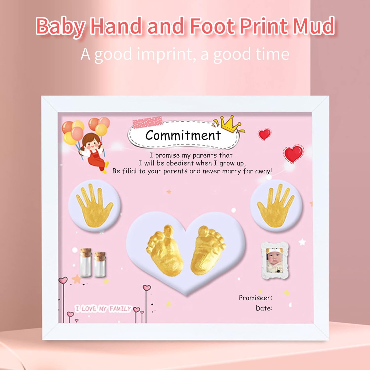 MCstars Newborn Twin Hand and Footprint Clay Photo Frames, Boy and Girl Baby Footprint Keepsake Sets, Impression Clay Hand Mold Casting and Keepsake Photographs, Nursery Decorations and Newborn Photo,Hand & Footprint Makers
