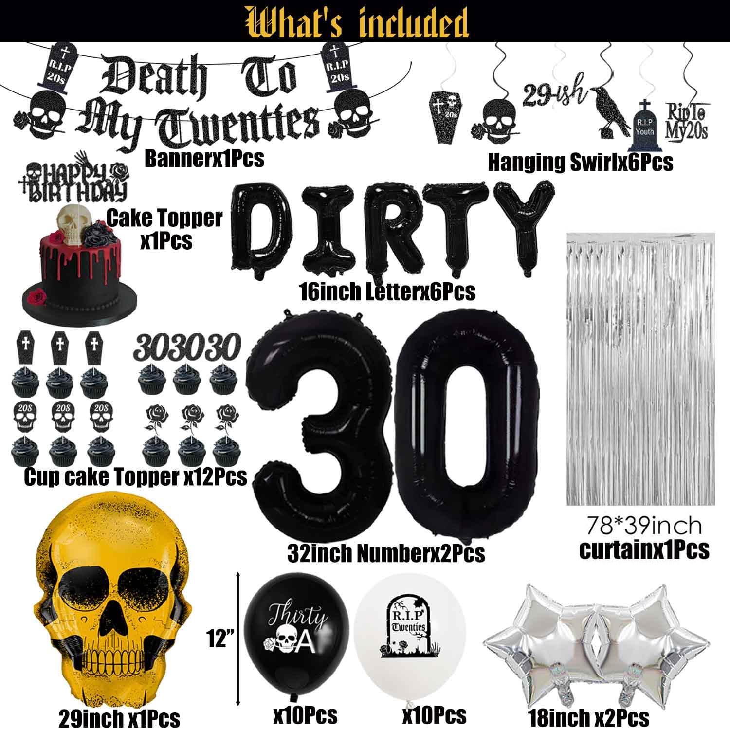 Amazon.com: Dirty 30th Birthday Decorations Black Death to My 