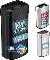 Vista 8 de iTouchless Bote de basura elíptico de 16 galones y cubo de reciclaje, doble filtro de olor, acero inoxidable, grado comercial, abertura de 12
