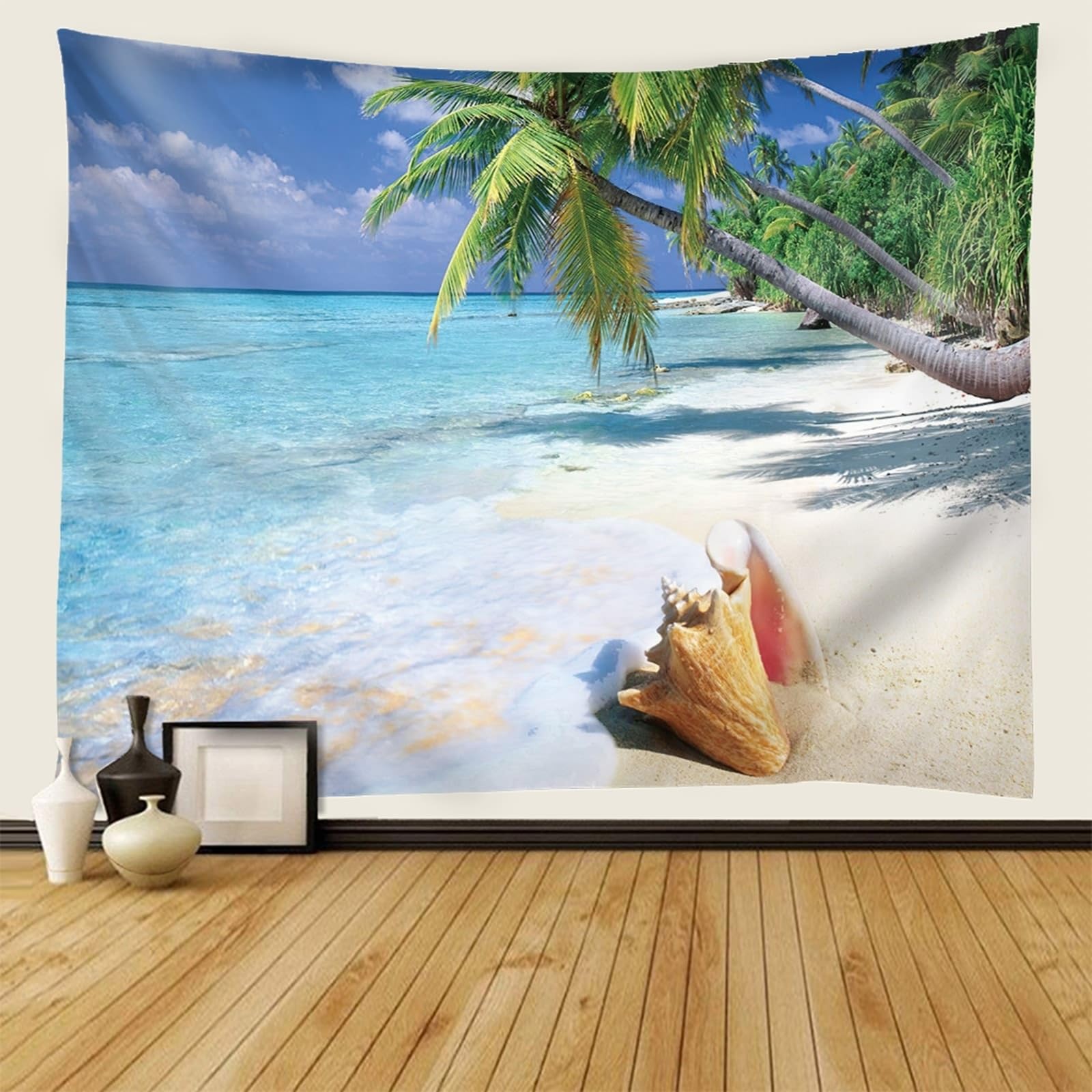 Tapestry niebiesko-zielony, poliester gobelin plażowy dywan ścienny 240 x 220 cm