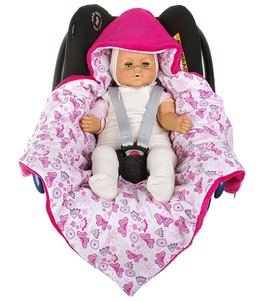 Einschlagdecke für die Babyschale Babyschalenfußsack Sommer Fußsack (Rosa, Schmetterling)