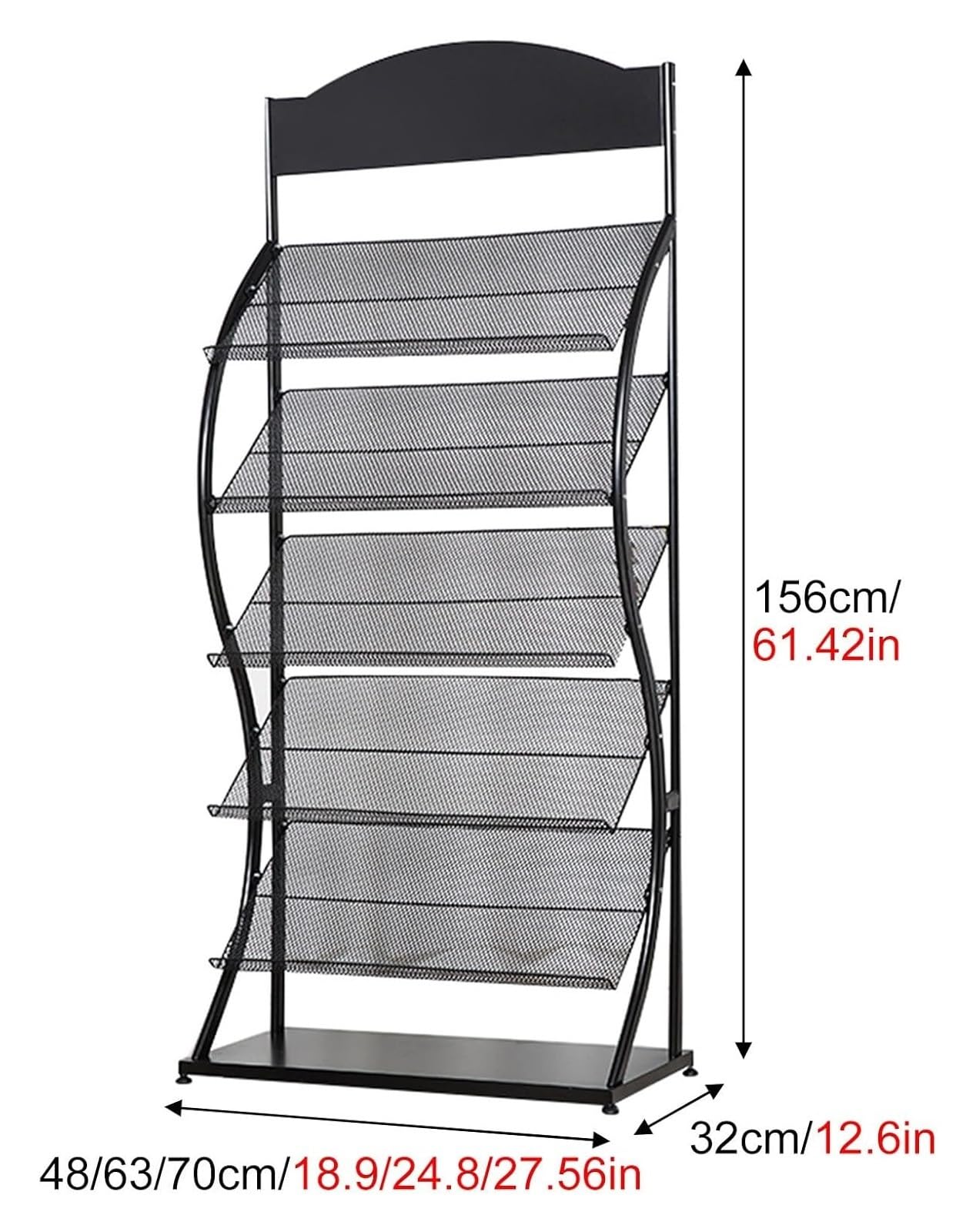 Zeitschriftenregal, bodenstehender Zeitschriftenständer, Zeitschriftenhalter aus Metall, Bücherregal, Literaturaufbewahrungsorganisator, Präsentationsständer for das Wartezimmer im Home Office(Black,7