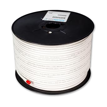 SatelliteSale RG-6 Trishield NEC 820 CATV HFC Coaxial Cable PVC White 500 قدم