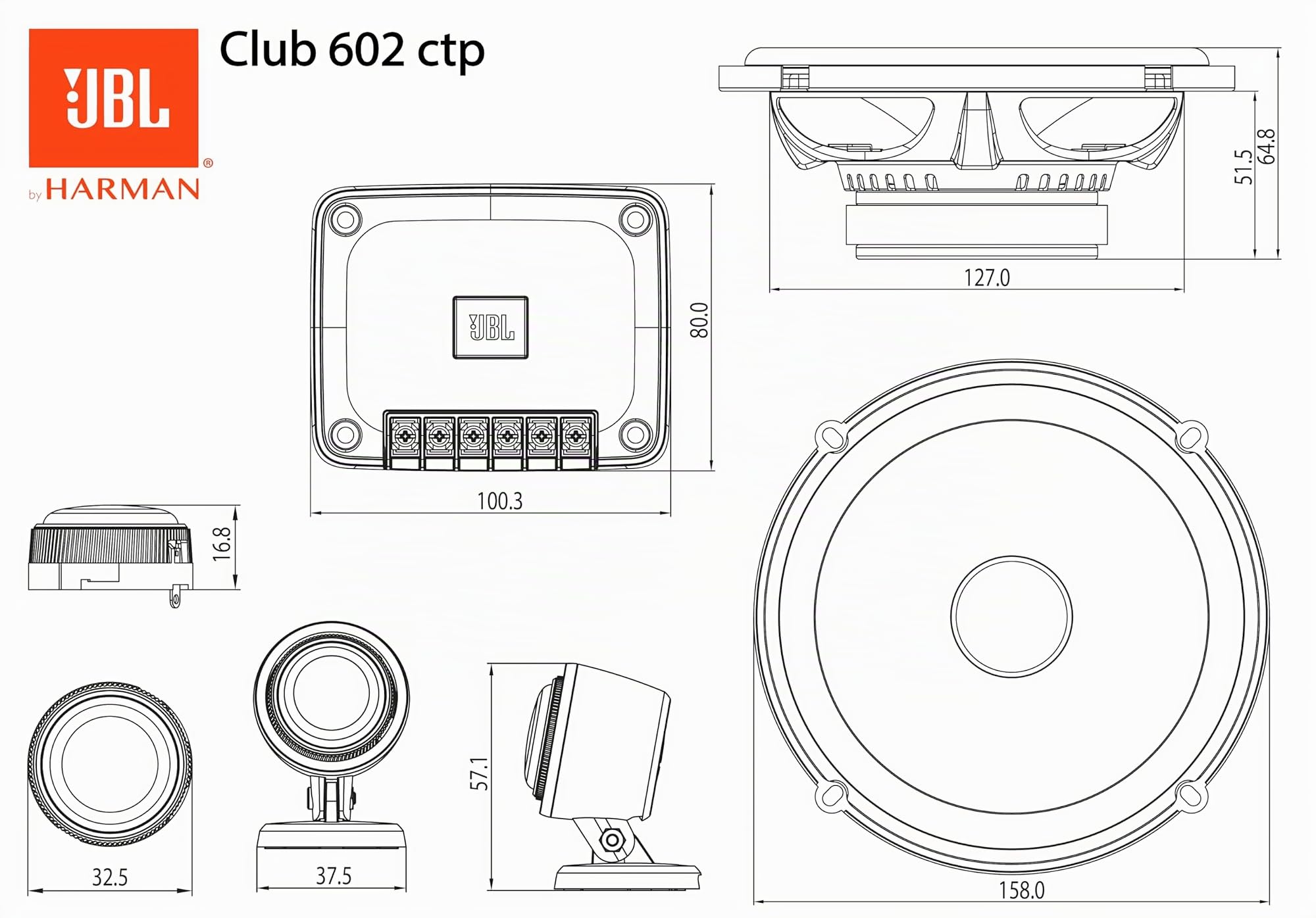 JBL Club 602C 6.5'' (16.5cm) Set de Haut-Parleur Compo