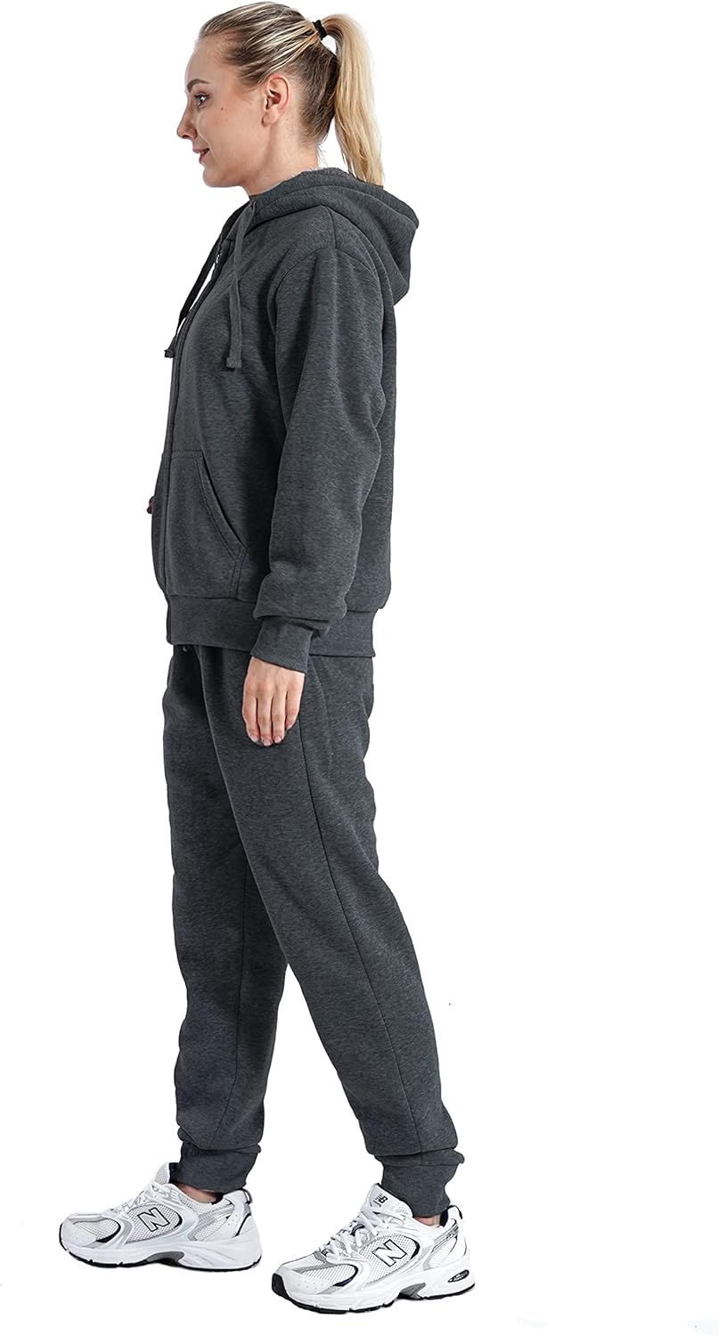Facitisu Track Suits for Women Set Sherpa lined Casual 2 Piece Outfits Sweatsuit - Image 3