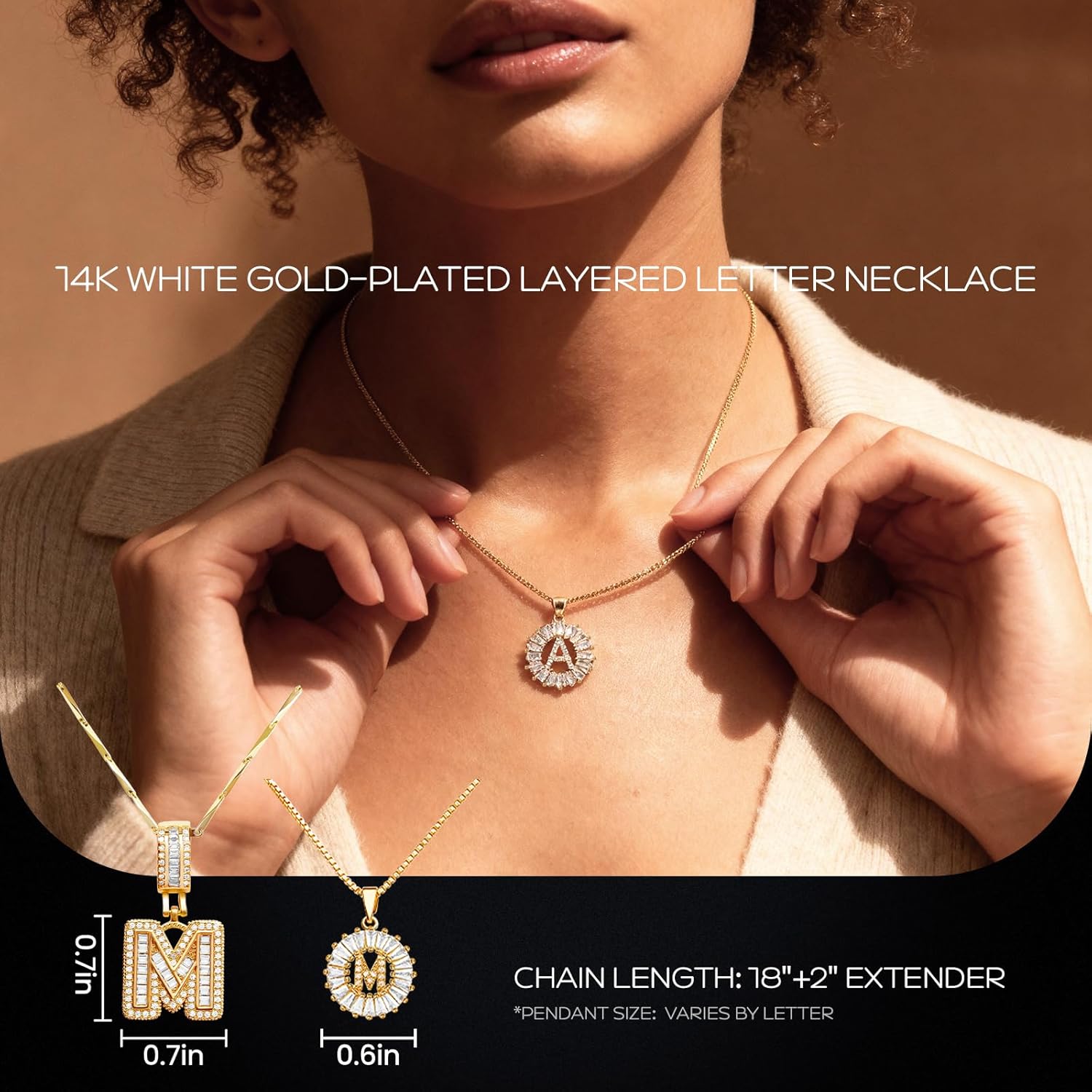 Initial Necklaces for Women,14K Gold Plated Letter Pendant Necklace Dainty Gold Necklace with Cubic Zirconia, Personalized and Trendy Accessories for Women Jewelry Gifts - Image 6