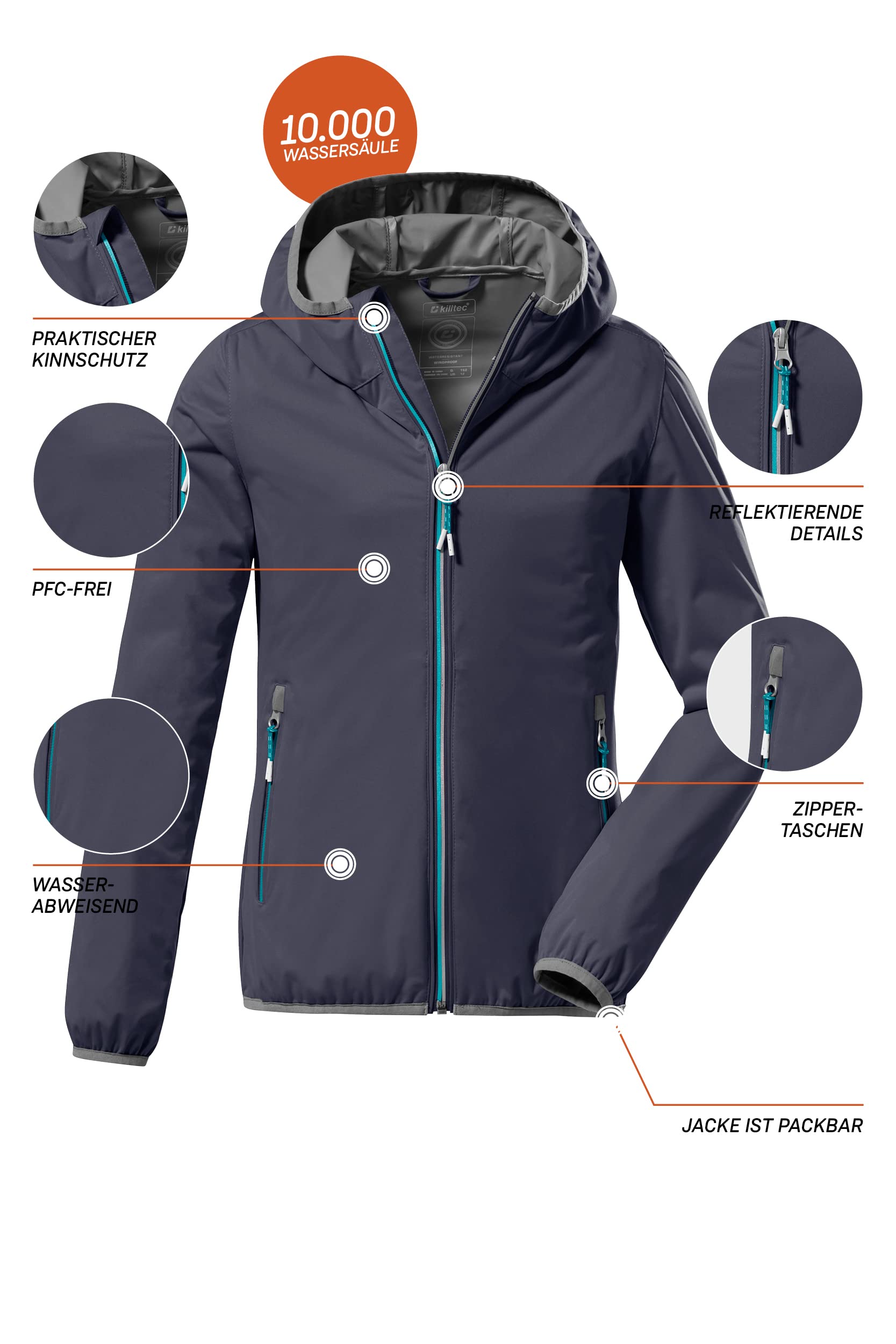 Killtec Kos 164 Grls Sftshll Jckt Giubbotto softshell con collo in piedi, impacchettabile Bambine e ragazze