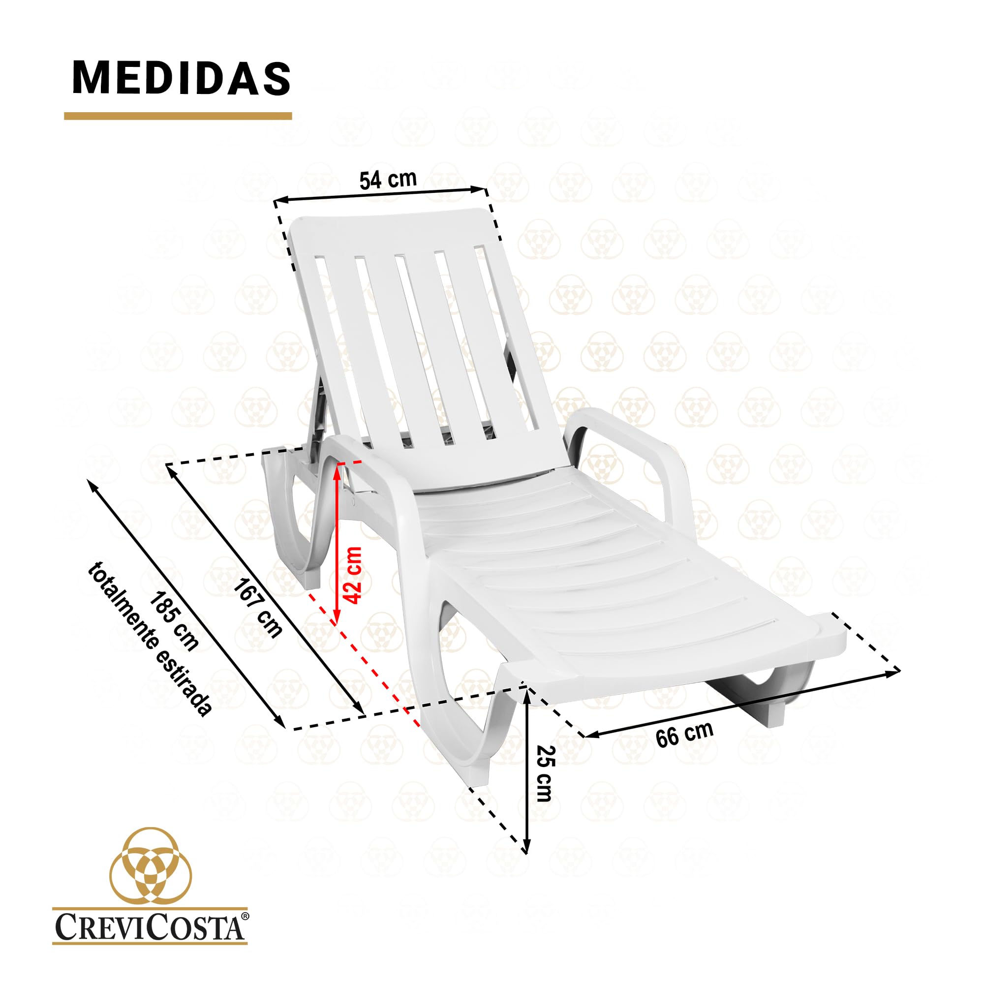 CREVICOSTA QUALITY MARK MARCAS DE CALIDAD - MALIBÚ - Lote de 2 Tumbonas de Resina para jardín y Piscina (Blanca)