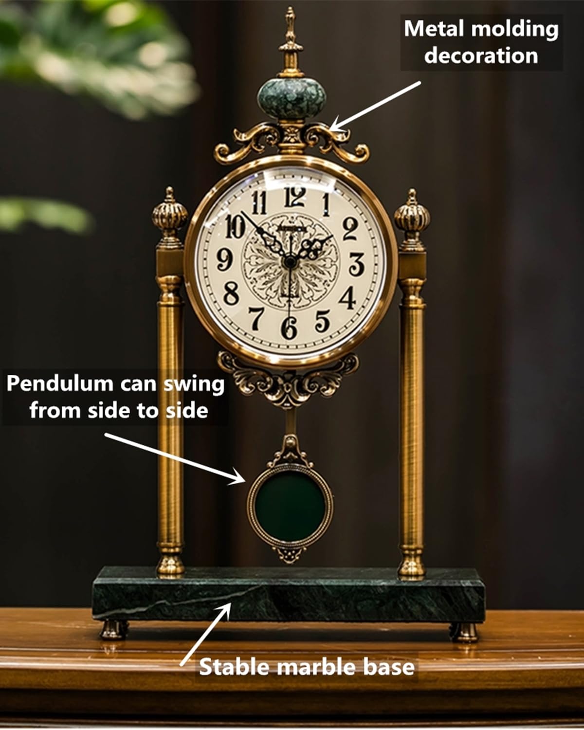 LOVIVER Vintage Tischuhr Metall - Retro Schreibtischuhr | Stilvolle Dekouhr Für Zuhause