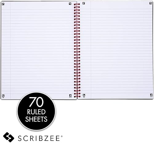 Miniatura 3 de Black n' Red Cuadernos, doble alambre, cubierta de polietileno, 11-34" x 8-14", grandes, 70 hojas a rayas, paquete de 2 (73399)