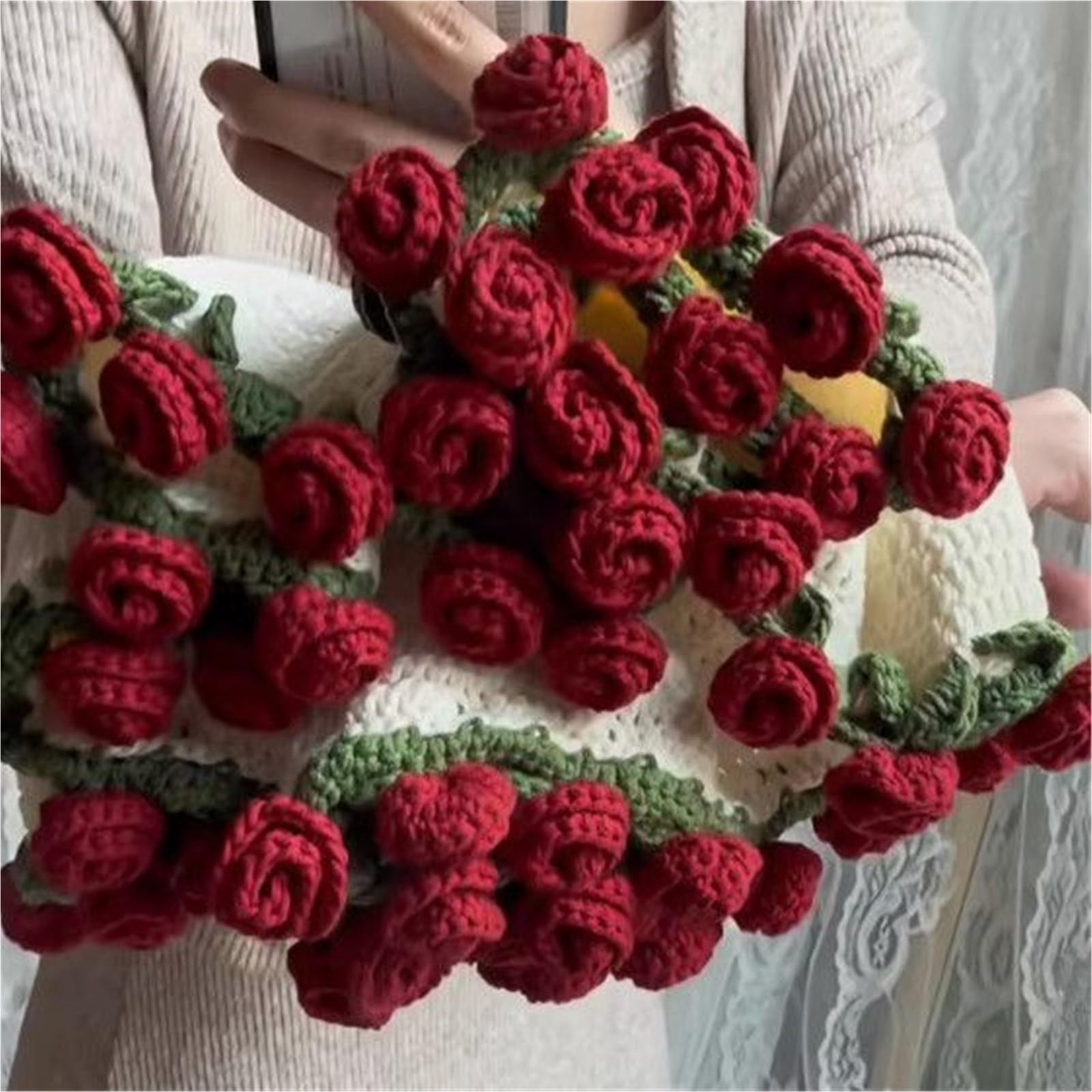 Amazon.co.jp: 完成品 かぎ針編みの花束ブランケット、花バラ