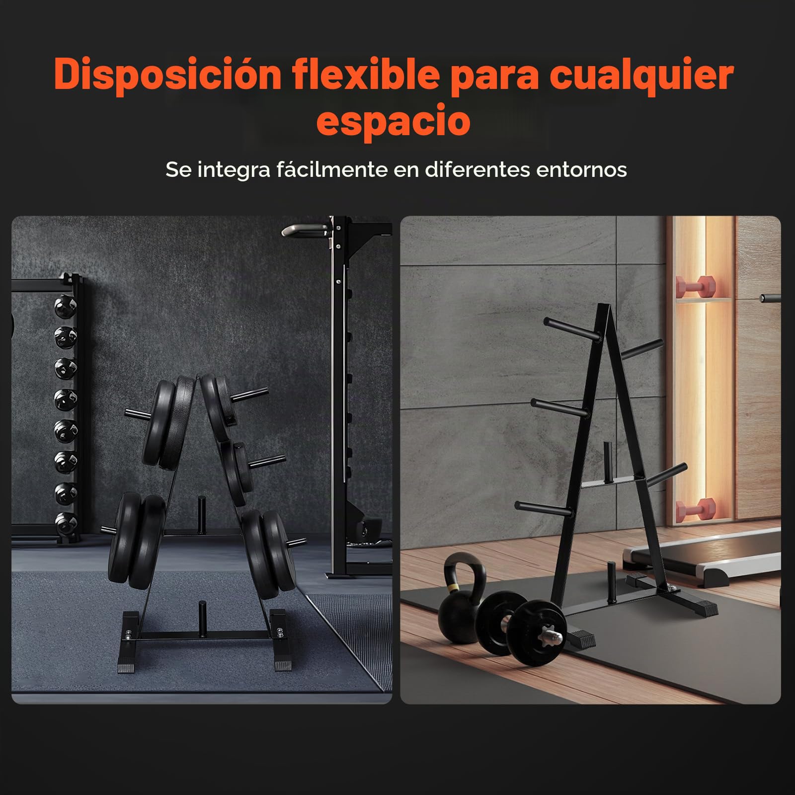 VEVOR Soporte para Discos de Pesas con Estructura en Forma A, Soporte para Discos de Pesas Estándar, Carga 227 kg, Soporte para Almacenar Pesas y Barras de Gimnasio en Casa, Negro, 690 x 375 x 930 mm