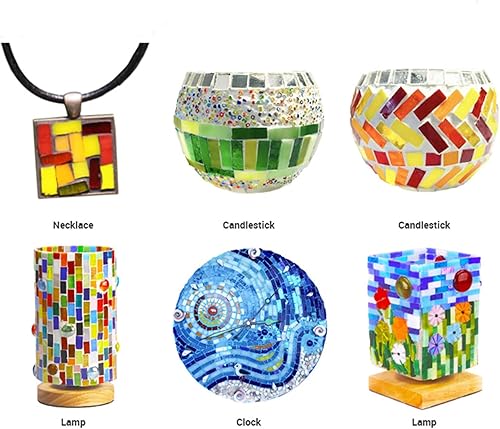 Miniatura 6 de Azulejos de mosaico rectangulares con tiras de vidrieras, 0.4 x 1.6 pulgadas, piezas de mosaico de vidrio de catedral para manualidades, varios