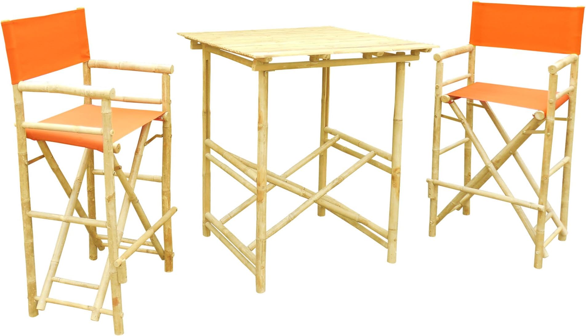 Phat Tommy Indoor and Outdoor Foldable Tall Bistro Set with Square Table – Backyard, Garden & Patio Furniture, Tuscan