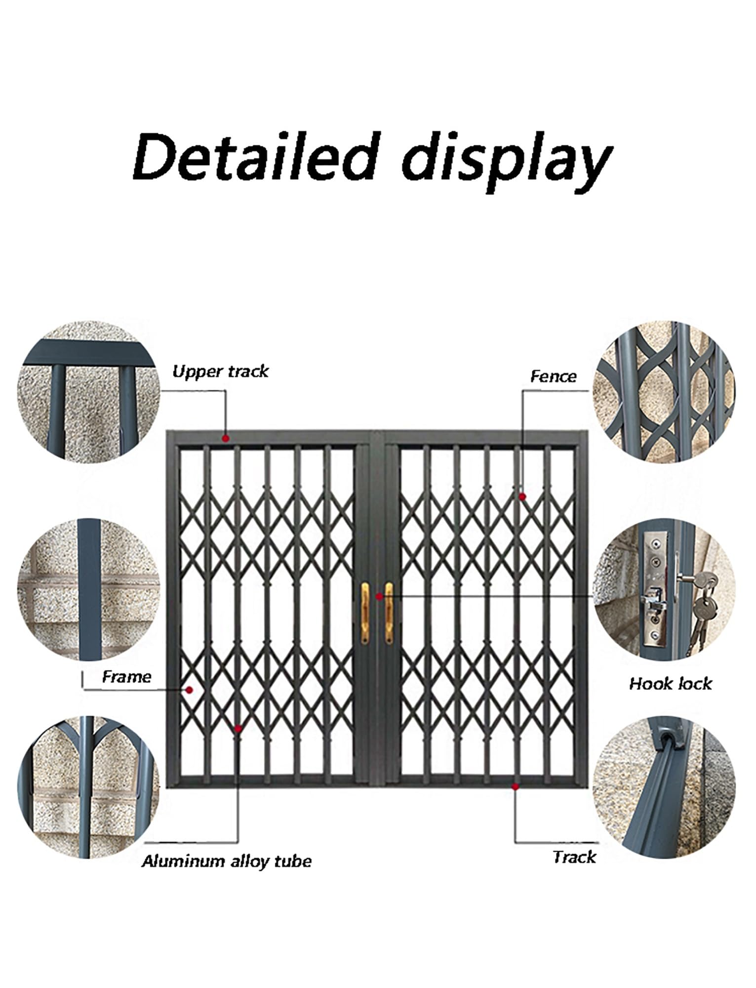 Barras de seguridad plegables para protección antirrobo, protector de ventana deslizante horizontal ajustable de 80 x 160 cm, para uso doméstico y comercial