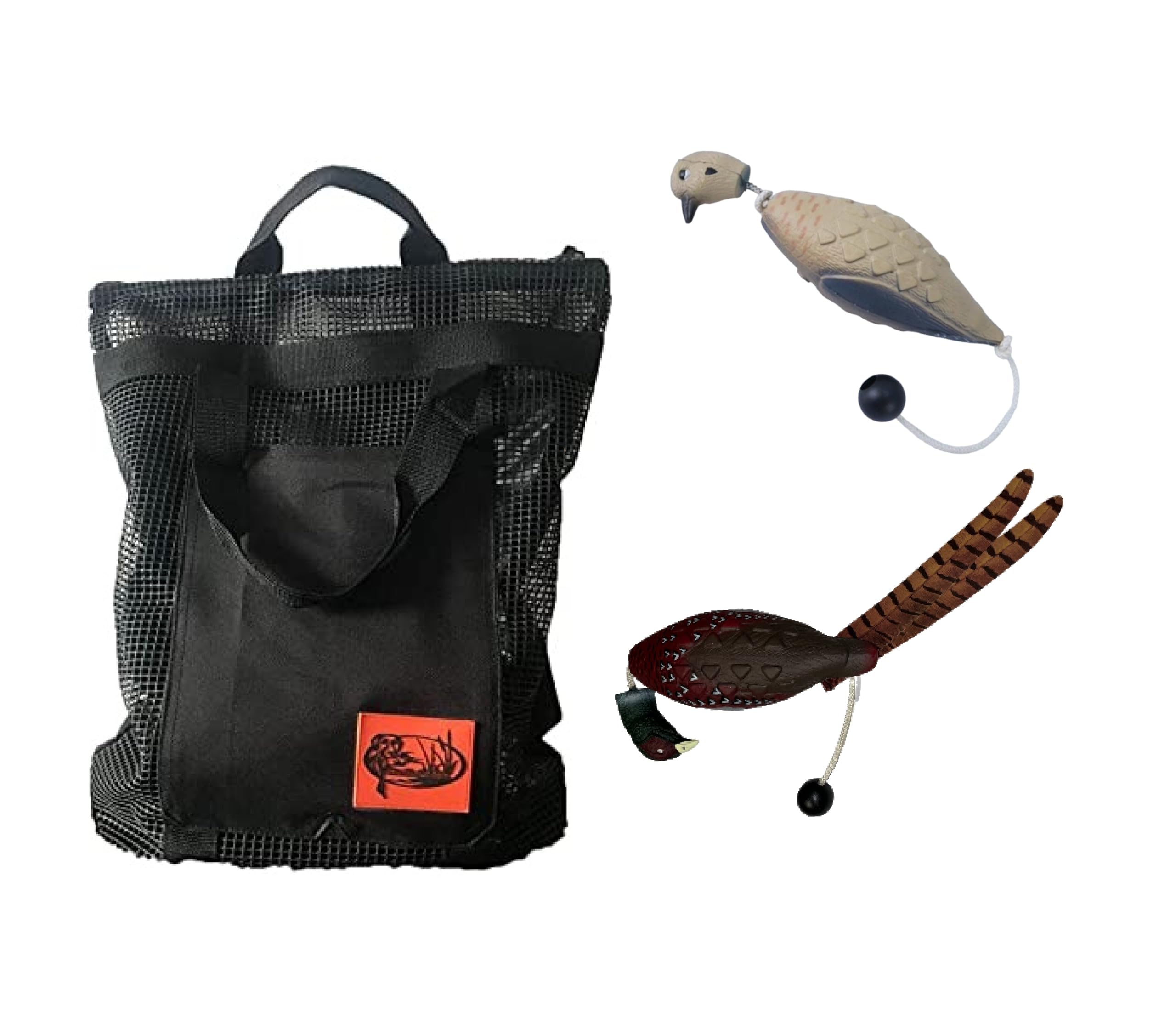 HuntEmUp Ultimate Pheasant Dog Trainier Dove Trainer with Mesh Gear Bag - Pheasant Dummy Dove Bumper Dog Puppy Sporting Dog Gundog Training Ultimate Upland Bundle