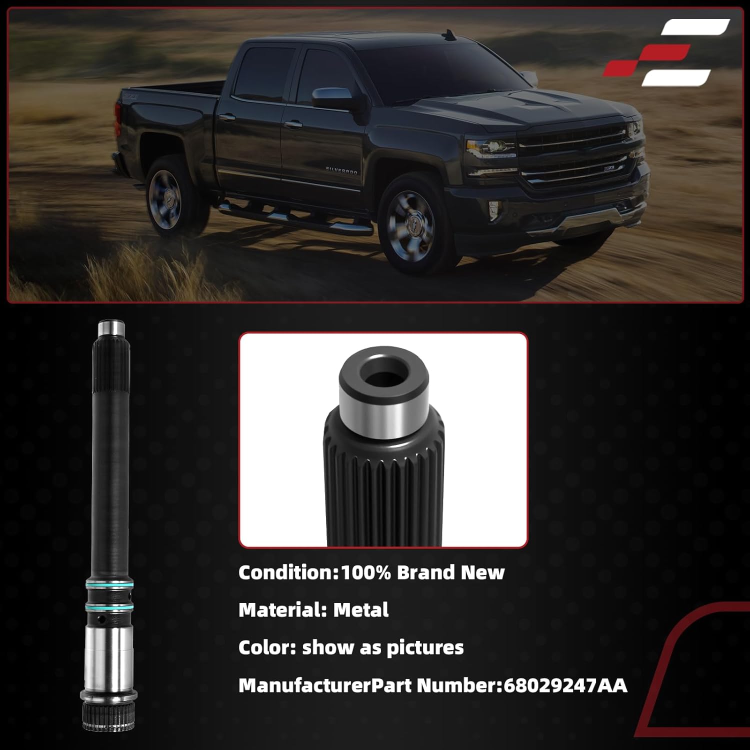 Transmission Input Shaft 68029247AA for Ram 2007-2018 2500 3500 6.7L Cummins Diesel 68RFE Transmission 300M Billet