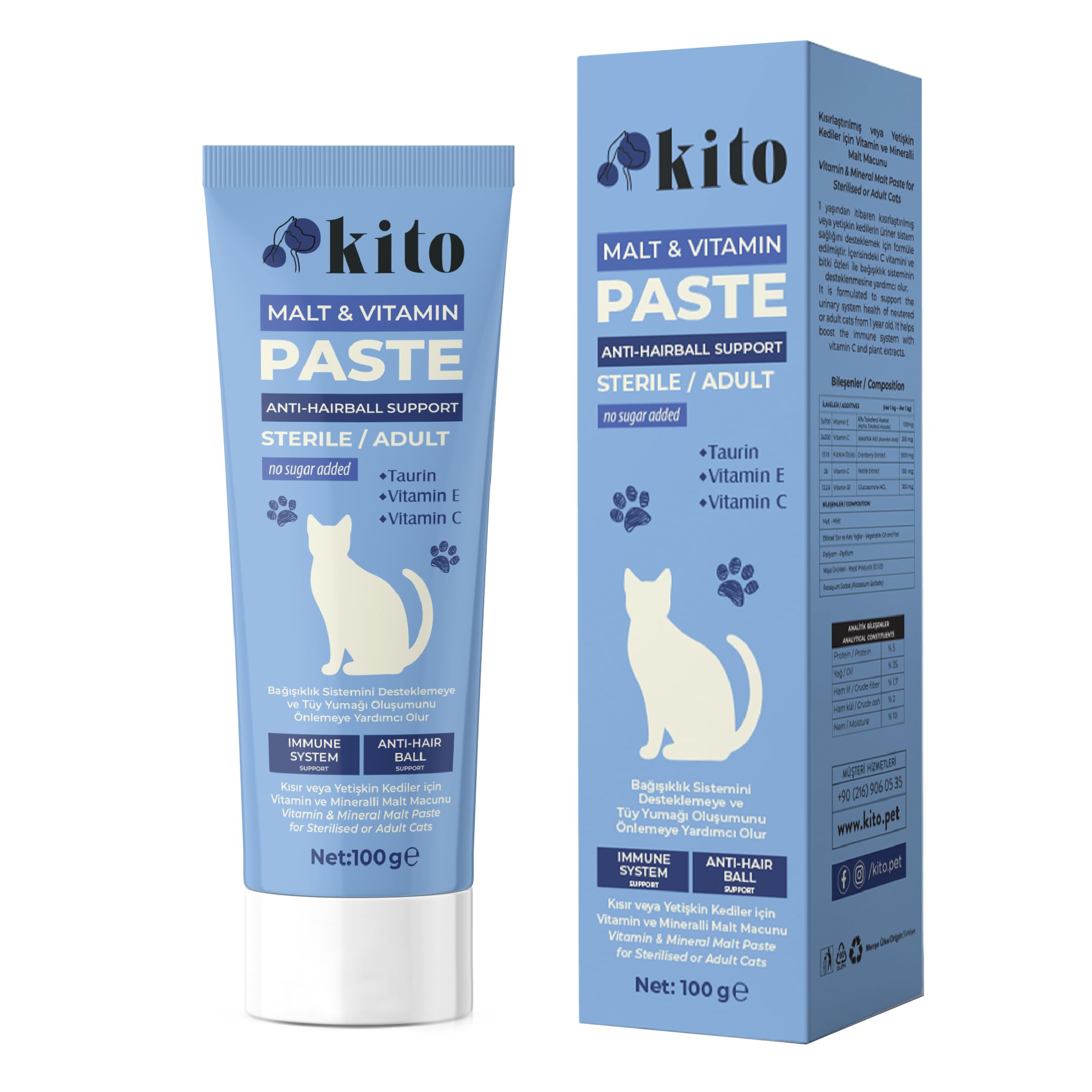 Kısır veya Yetişkin Kediler İçin Tüy Yumağı Önleyici ve Bağışıklık Sistemi Destekleyici Malt Macunu-Paste 100g