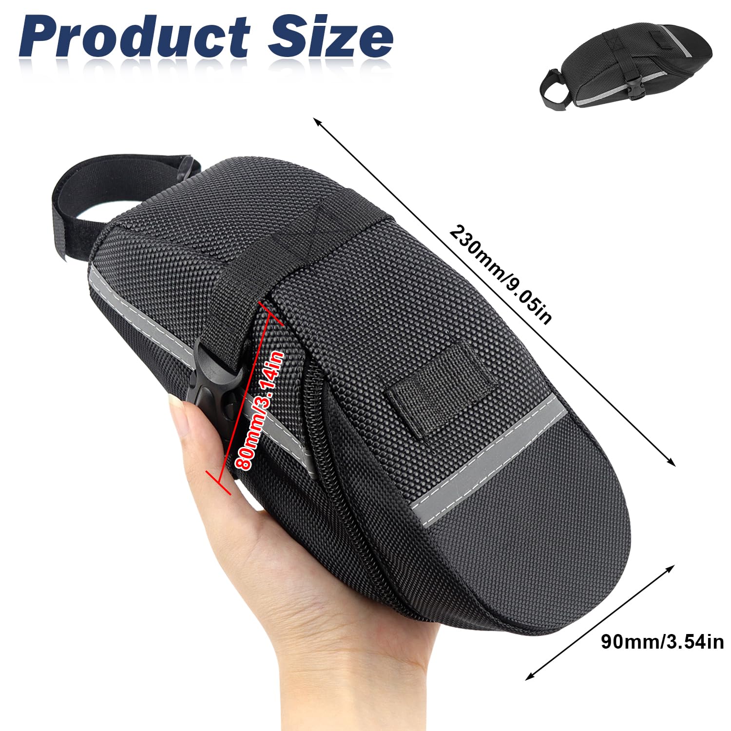 ELNLE Satteltasche Fahrrad – Wasserdichte Hecktasche Aus 600D Nylon, 23 X 9 X 8 Cm, Mit Klettbefestigung & Reflektorstreifen, Für MTB, Rennrad & Faltrad ELNLE Satteltasche Fahrrad – Wasserdichte Hecktasche Aus 600D Nylon, 23 X 9 X 8 Cm, Mit Klettbefestigung & Reflektorstreifen, Für MTB, Rennrad & Faltrad