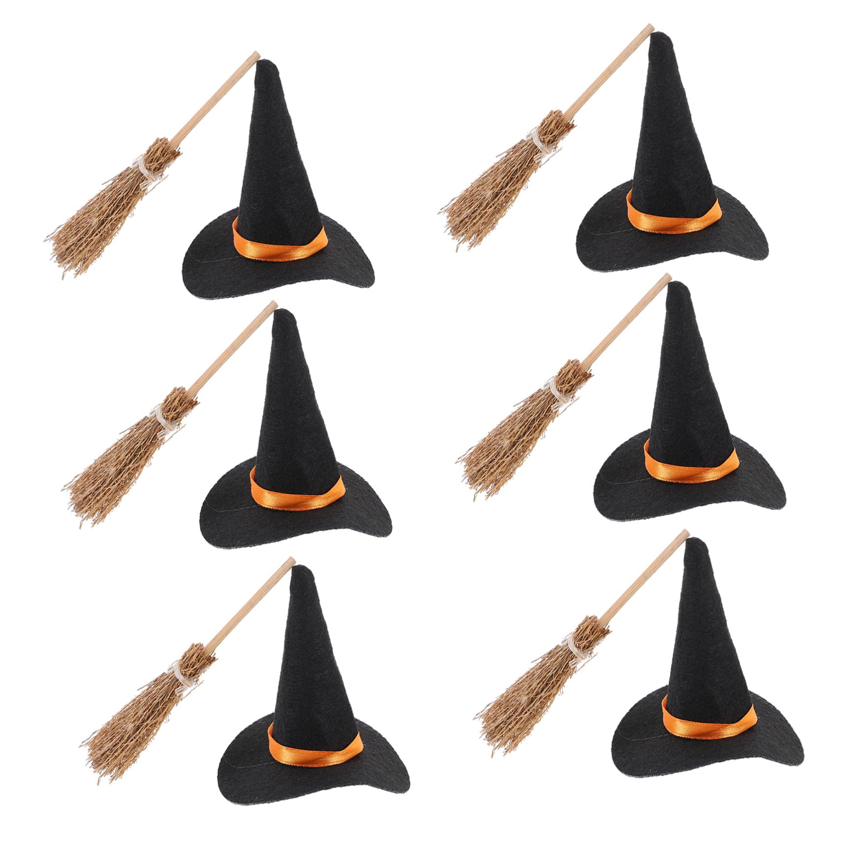 BESPORTBLE Mini Cappello da Strega e Mini Scopa Decorazioni per Artigianato Fai da Te Realizzate in Materiale Morbido Perfette per Feste di Halloween e Accessori da Mago