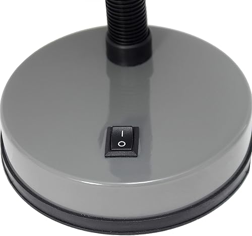 Miniatura 6 de Simple Designs LD1003-GRY Lámpara de escritorio básica de metal con cuello de manguera flexible para oficina, sala de estar, dormitorio, dormitorio