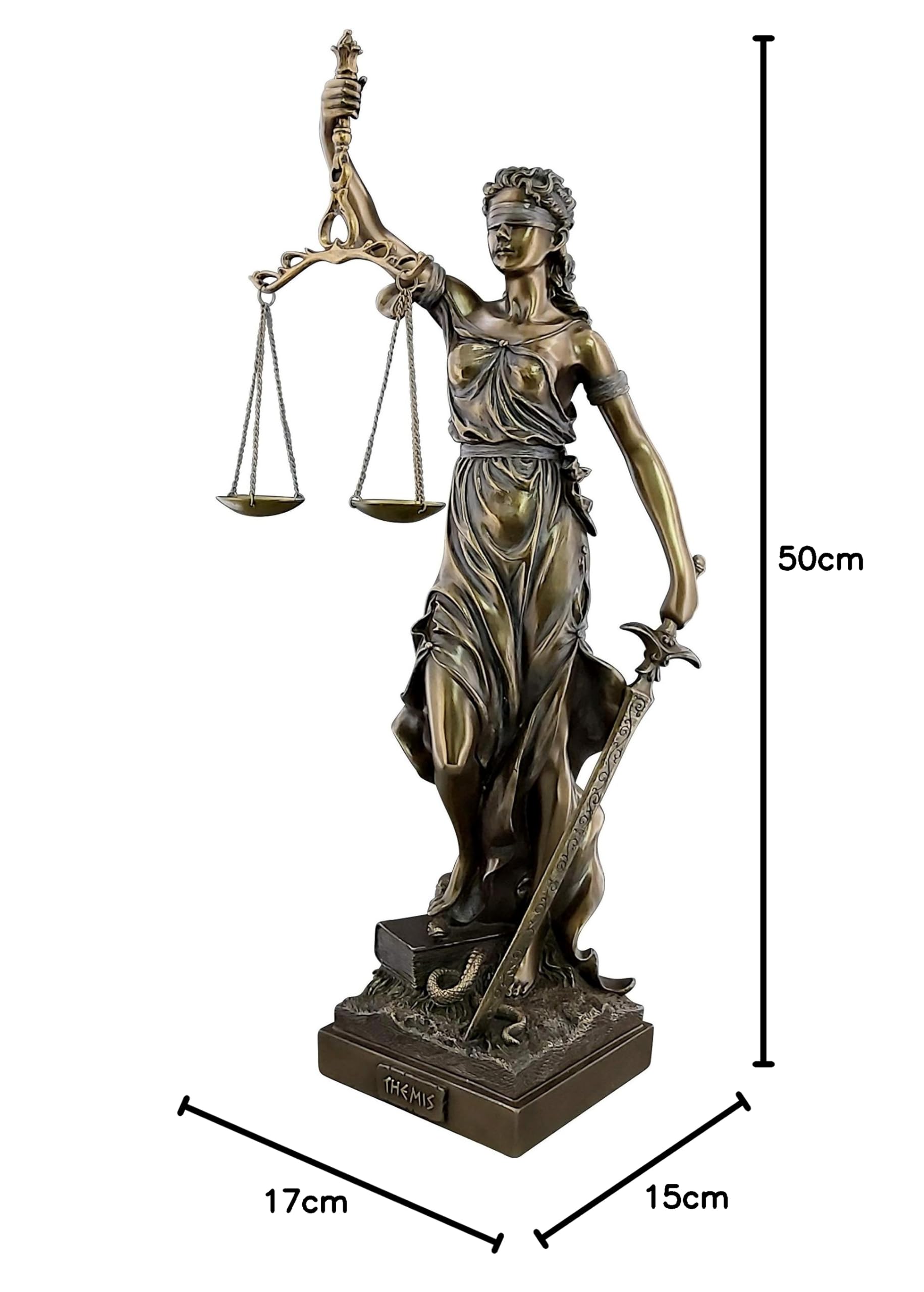 Veronese Diosa Griega Antigua Themis/Blind Lady Justice (Estatua Decorativa de Bronce/Resina/Escultura 50cm / 19.68in)