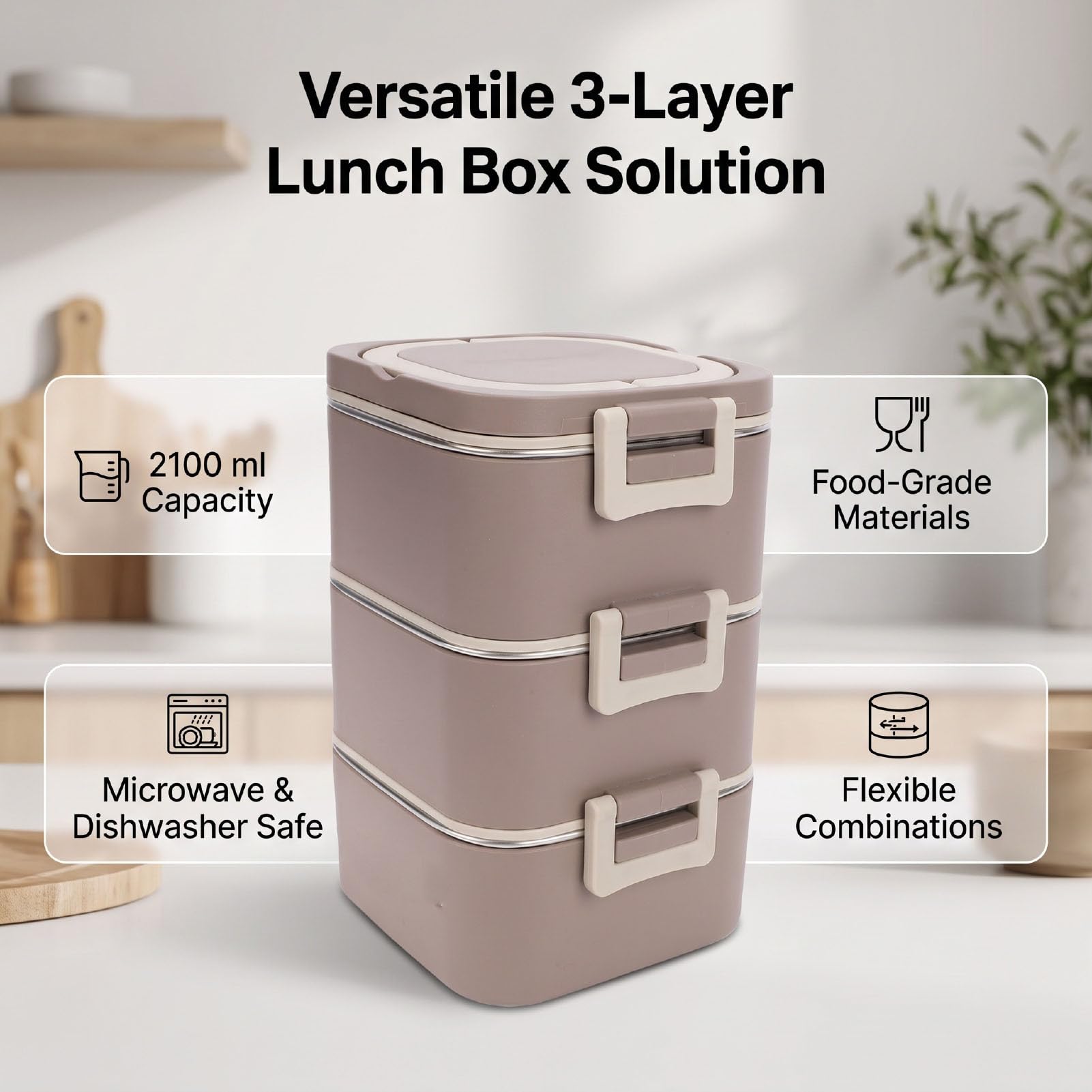 Caja de Almuerzo de Acero Inoxidable 2100ML con Bolsa Aislante