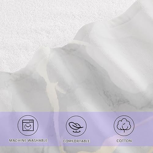 Miniatura 4 de Juego de 2 toallas de baño con textura de mármol blanco dorado altamente absorbentes juego de 2 toallas de algodón de secado rápido calidad prémium