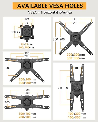Miniatura 6 de FORGING MOUNT Soporte de pared giratorio para televisores de 13 a 49 pulgadas, soporte de pared extensible vertical y horizontal, soporte de TV para