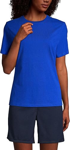 Lands' End Essentials - Camiseta de algodón suave de manga corta para mujer, ajuste femenino a medida
