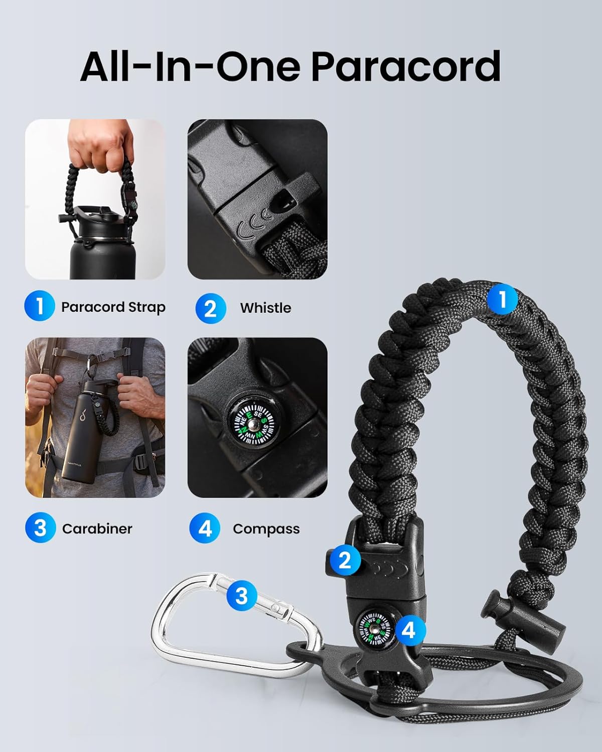 40 oz Insulated Water Bottle with Straw, Triple Wall Vacuum Stainless Steel Water Flask with 2 lids, Lead-Free BPA-Free Metal Water Bottles, Keep Cold 48H Hot 24H, Black