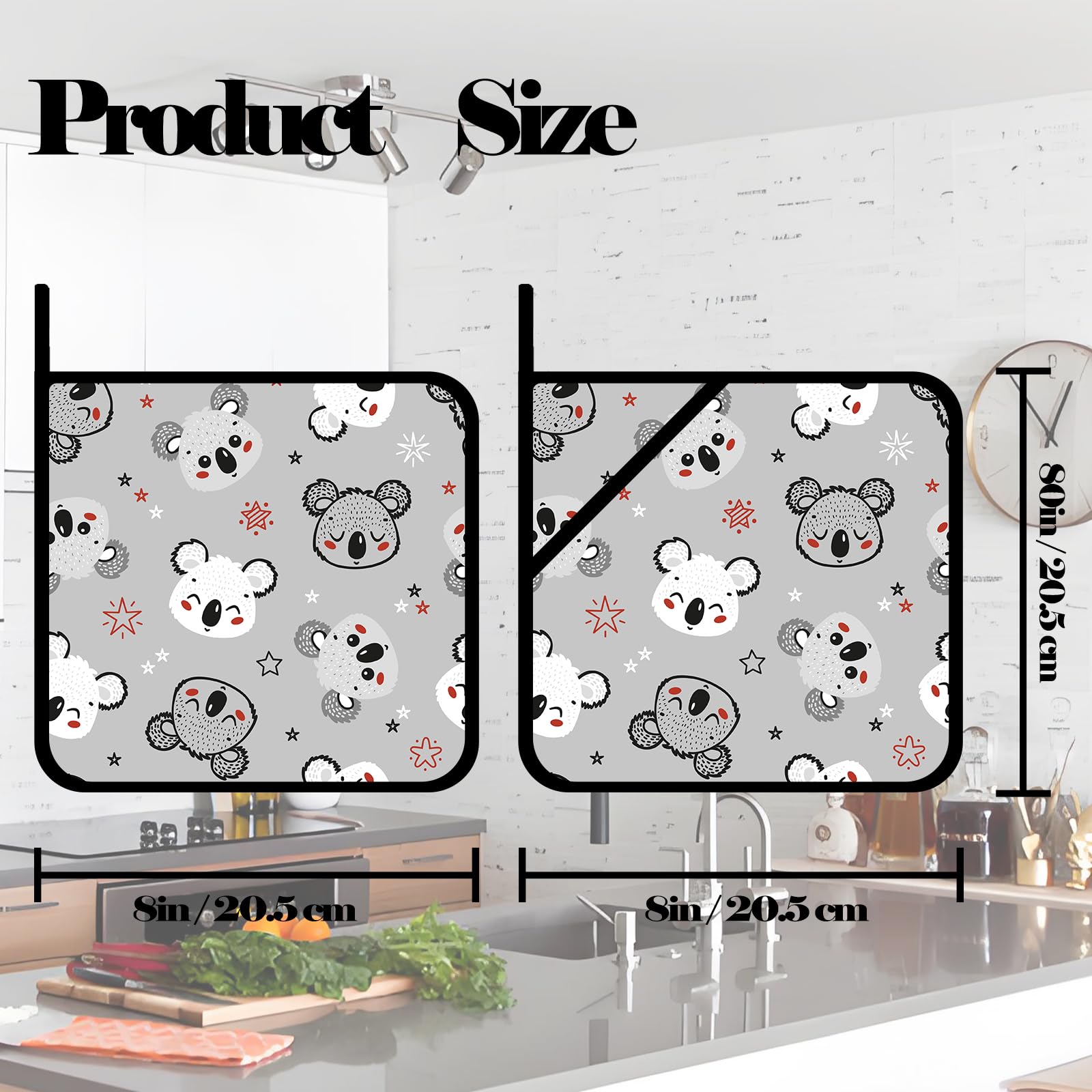 Cute Koala Stars Pot Holders Set of 2,Kitchen Heat Resistant Potholder for Microwave Cooking Baking Oven and BBQ