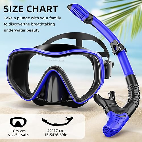 Miniatura 6 de Snorkeling Gear for Adults, Dry Snorkel Set 180 Panoramic Wide View Anti-Fog Scuba Diving Mask, Professional Snorkel Gear for Free Breathing,