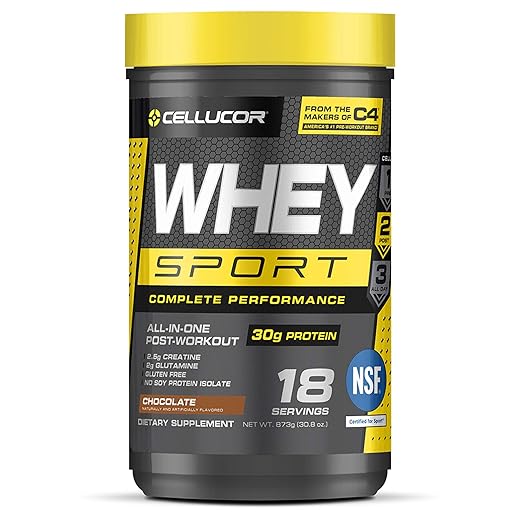 Cellucor Whey Sport Protein Powder Vanilla | Post Workout Recovery Drink with Whey Protein Isolate, Creatine & Glutamine | 18 Servings