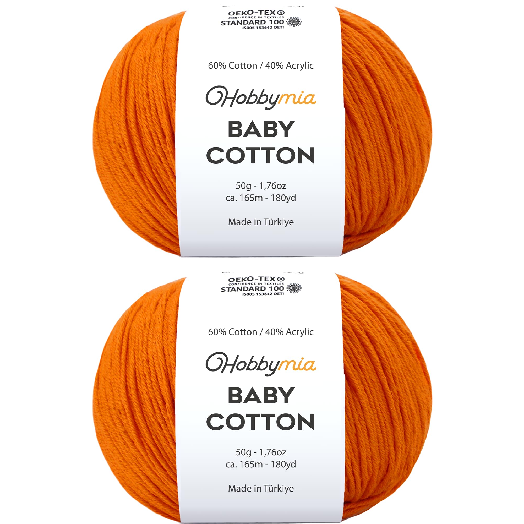 Baby Cotton Blend Yarn – Soft Sport Weight Yarn for Crochet & Amigurumi - 50g/180yds - 60% Cotton 40% Acrylic - Ideal for Baby & Knitting Proj.(Neon Green, 1 Ball) — view 52