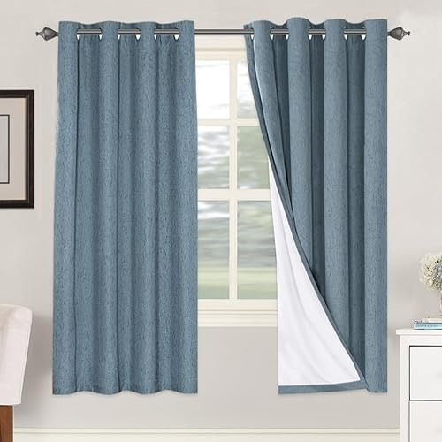 H.VERSAILTEX Cortinas opacas de lino de 72 pulgadas de largo, 100% opacas, con aislamiento térmico, con aspecto de lino texturizado, con ojales