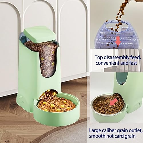 Miniatura 3 de Alimentador automático por gravedad para perros, 2.8 L, dispensador de agua y comida de 4 litros con cuenco de acero inoxidable para cachorros