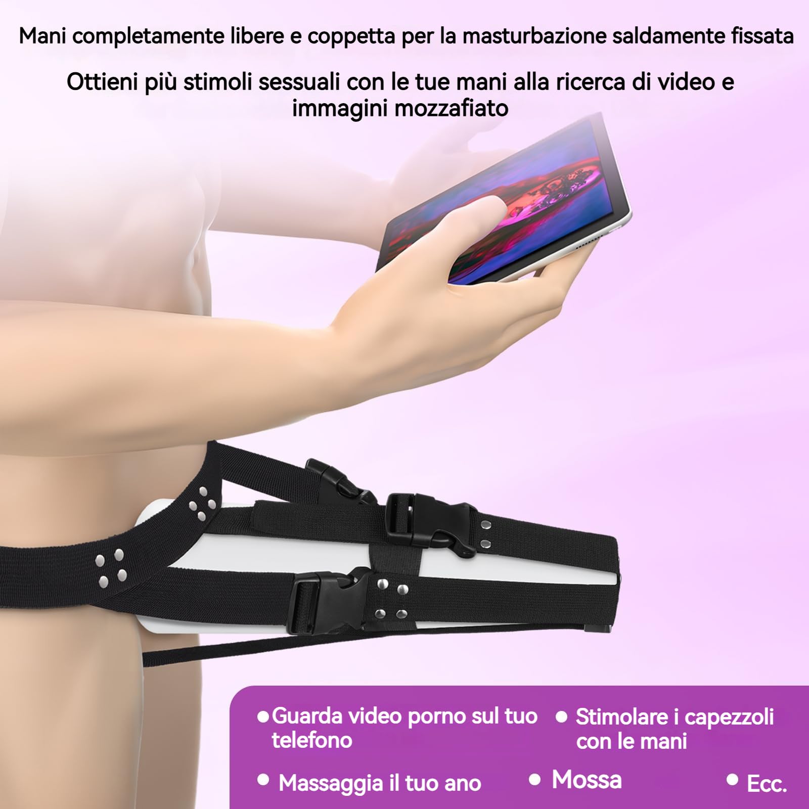 Cintura Regolabile per Masturbatore Maschile Elettrico, Imbracatura Compatibile con Coppa per il Piacere, Supporto con Fascia per Uso Solitario (Grande)